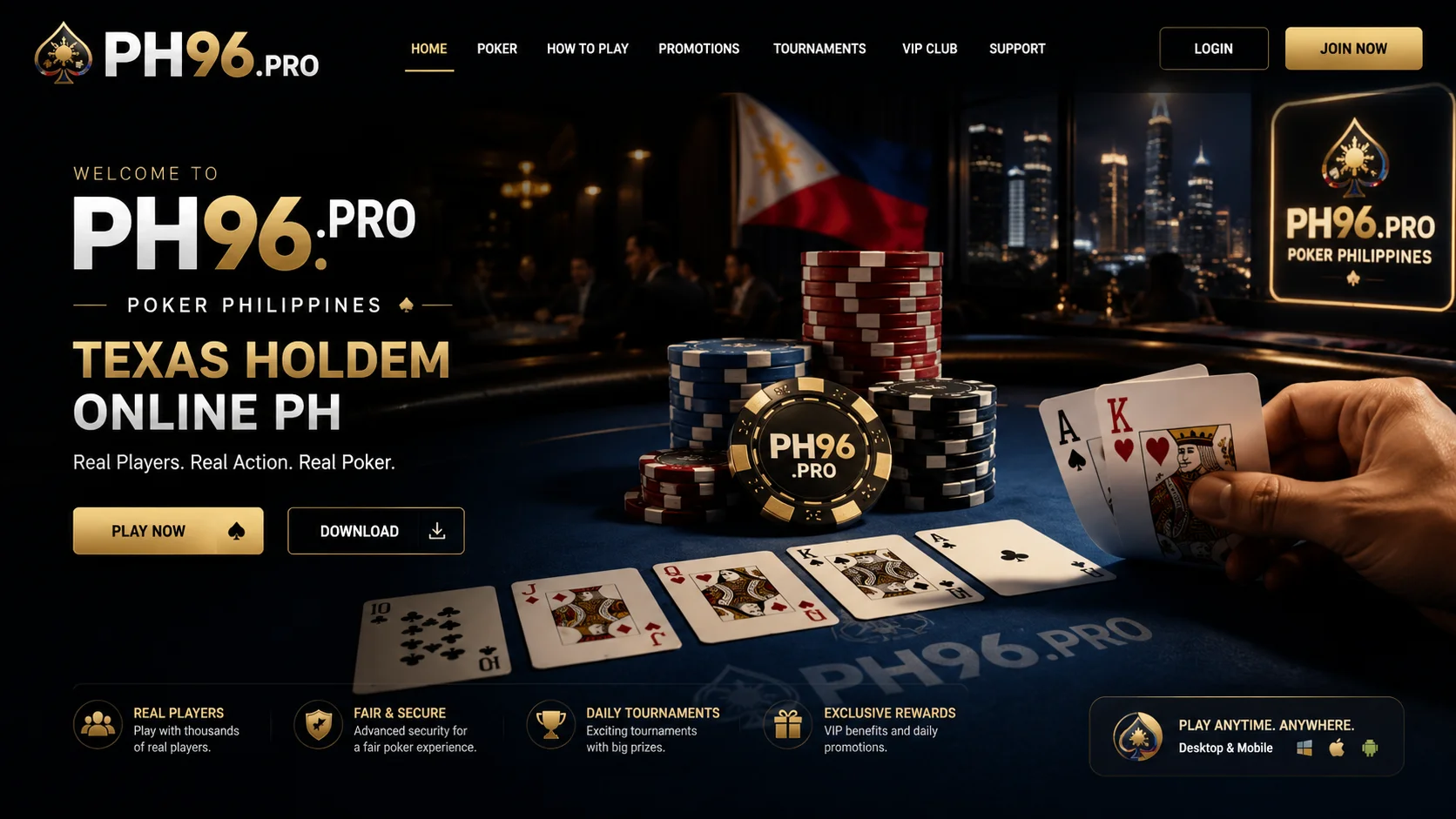 Texas Holdem online PH at poker session banner